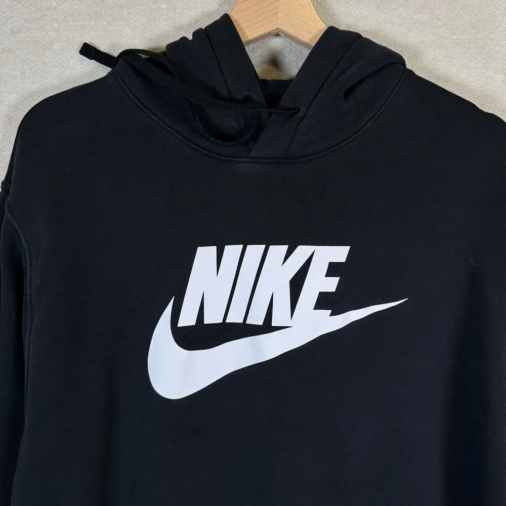 Nike Sportswear Club Fleece Graphic Black Pullover Hoodie Sweatshirt Men’s XL